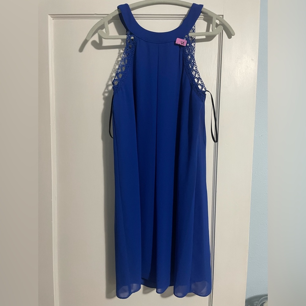 Royal Blue Dress with Lace Detail